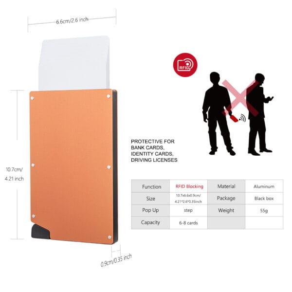 Boson RFID Pop Up Credit Card Holder Custom Aluminum Metal Men Card Wallet Factory Wholesale - 图片 2