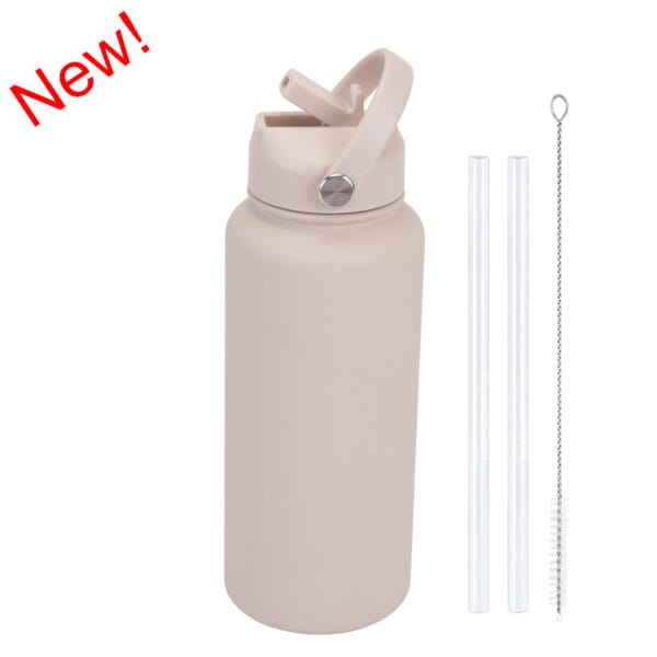 2025 New 1L Large Capacity American Large Mouth Sports Water Bottle Stainless Steel Portable Handle Insulated Straw Water Cup - 图片 2