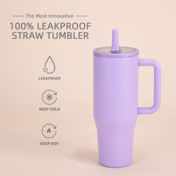 Leak-Proof Double-Walled Ice Bomber Cup Foldable Straw lid Portable Direct Drinker Car Cup - 图片 11