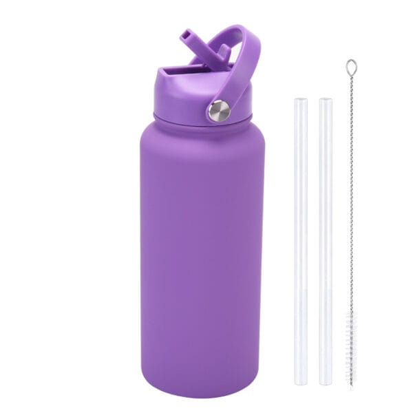 2025 New 1L Large Capacity American Large Mouth Sports Water Bottle Stainless Steel Portable Handle Insulated Straw Water Cup - 图片 11