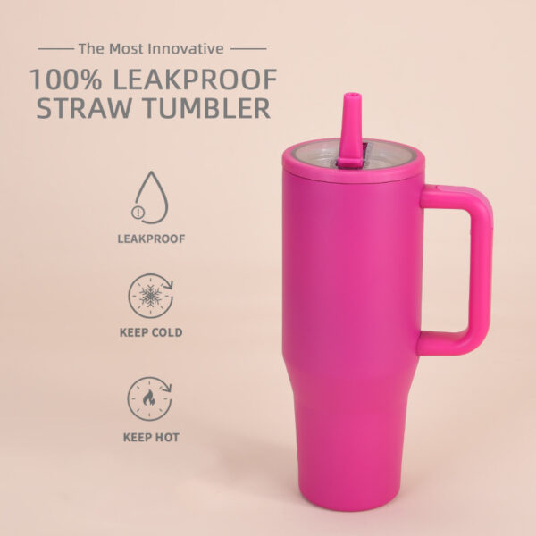 Leak-Proof Double-Walled Ice Bomber Cup Foldable Straw lid Portable Direct Drinker Car Cup - 图片 12