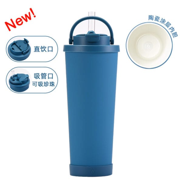 830ml Ceramic Coated Inner Iiner Stainless Steel Absorbable Pearl Carrying Handle Vacuum Thermos Mug - 图片 13