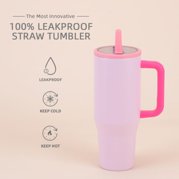 Leak-Proof Double-Walled Ice Bomber Cup Foldable Straw lid Portable Direct Drinker Car Cup - 图片 13