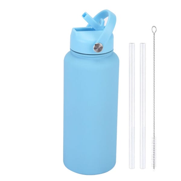 2025 New 1L Large Capacity American Large Mouth Sports Water Bottle Stainless Steel Portable Handle Insulated Straw Water Cup - 图片 13