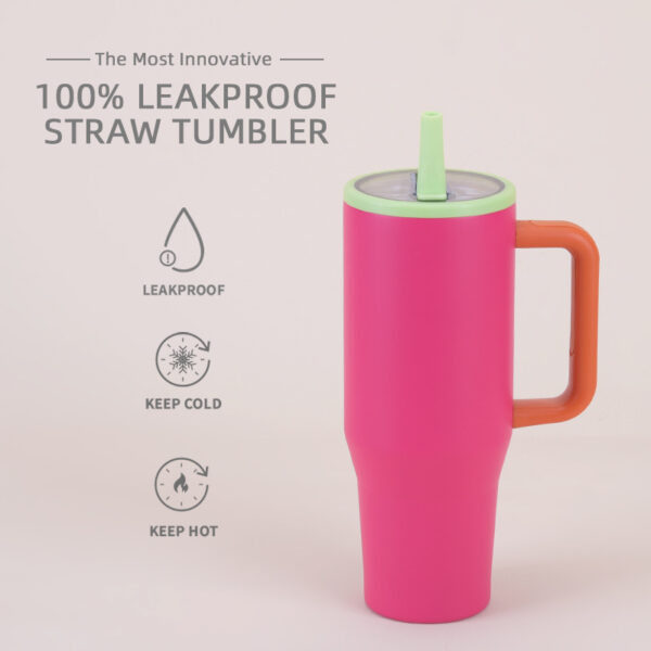 Leak-Proof Double-Walled Ice Bomber Cup Foldable Straw lid Portable Direct Drinker Car Cup - 图片 14