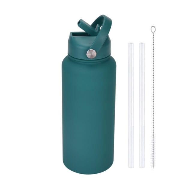 2025 New 1L Large Capacity American Large Mouth Sports Water Bottle Stainless Steel Portable Handle Insulated Straw Water Cup - 图片 14