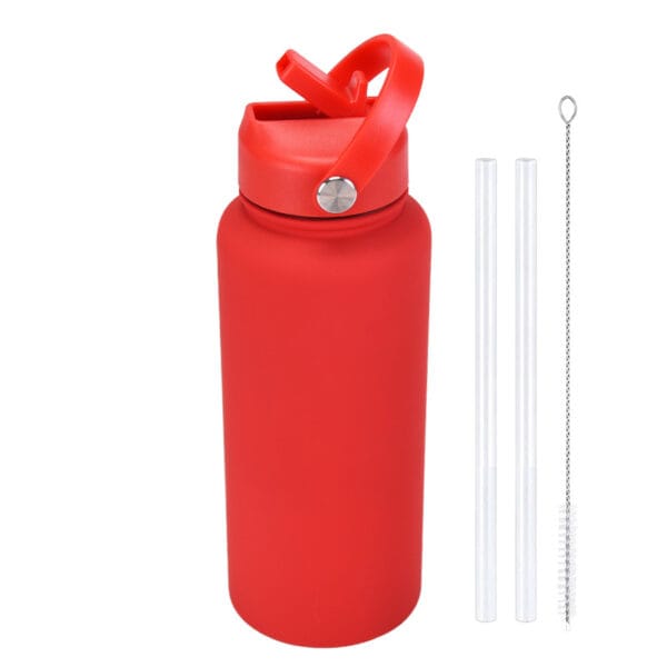 2025 New 1L Large Capacity American Large Mouth Sports Water Bottle Stainless Steel Portable Handle Insulated Straw Water Cup - 图片 15