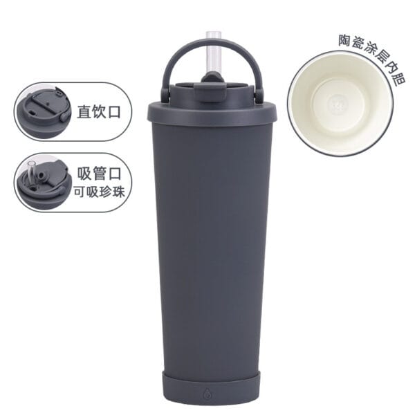 830ml Ceramic Coated Inner Iiner Stainless Steel Absorbable Pearl Carrying Handle Vacuum Thermos Mug - 图片 16