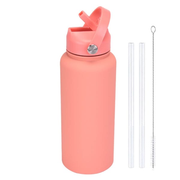 2025 New 1L Large Capacity American Large Mouth Sports Water Bottle Stainless Steel Portable Handle Insulated Straw Water Cup - 图片 16