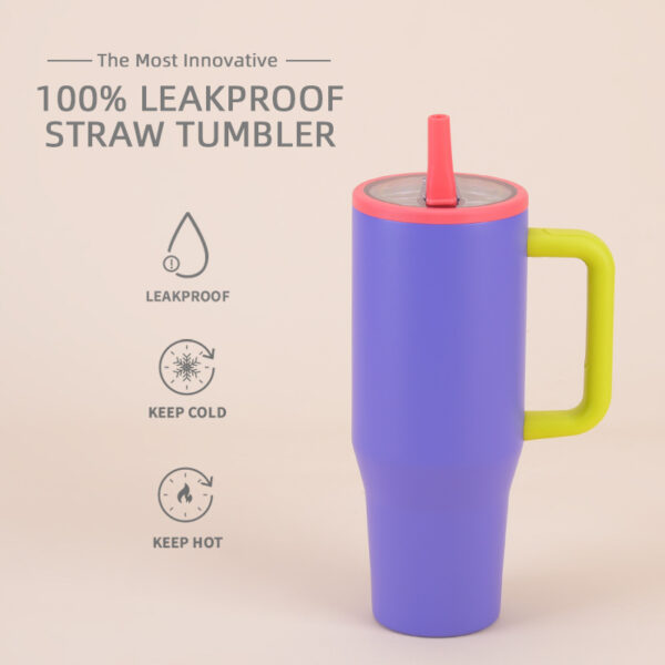 Leak-Proof Double-Walled Ice Bomber Cup Foldable Straw lid Portable Direct Drinker Car Cup - 图片 17