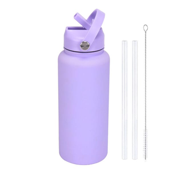 2025 New 1L Large Capacity American Large Mouth Sports Water Bottle Stainless Steel Portable Handle Insulated Straw Water Cup - 图片 18