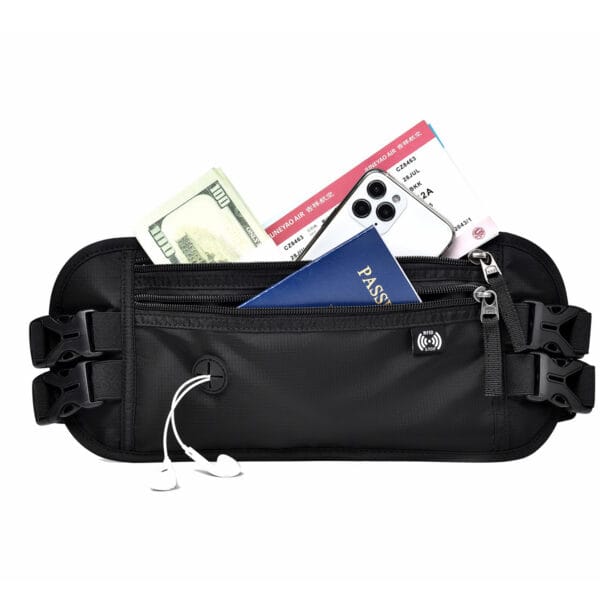 Anti-theft Multi-Functional RFID Waterproof Document Passport Bag Sports Waist Bag Invisible Storage Document Bag