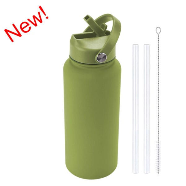 2025 New 1L Large Capacity American Large Mouth Sports Water Bottle Stainless Steel Portable Handle Insulated Straw Water Cup - 图片 3