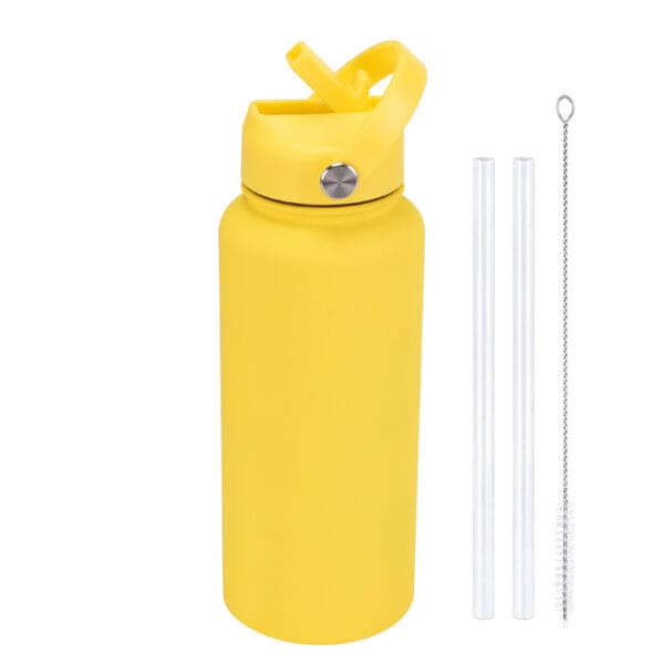 2025 New 1L Large Capacity American Large Mouth Sports Water Bottle Stainless Steel Portable Handle Insulated Straw Water Cup - 图片 22