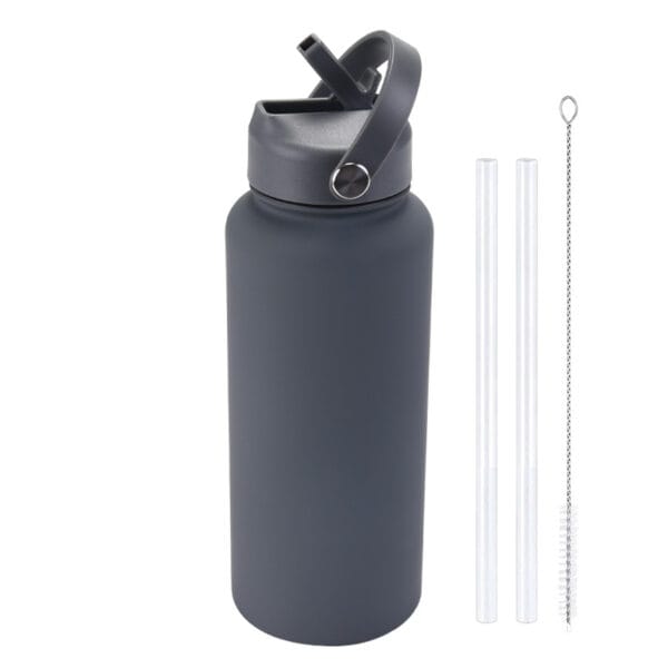 2025 New 1L Large Capacity American Large Mouth Sports Water Bottle Stainless Steel Portable Handle Insulated Straw Water Cup - 图片 23