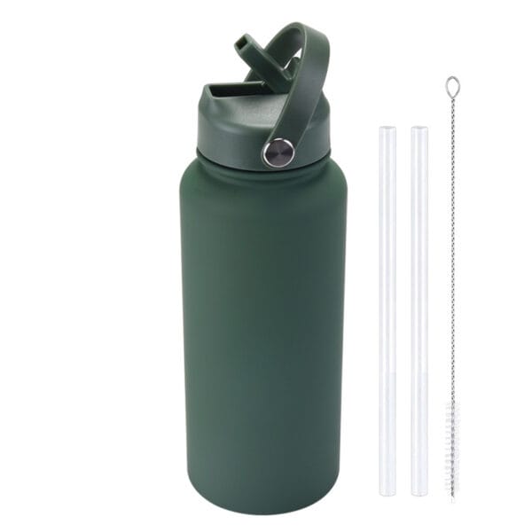 2025 New 1L Large Capacity American Large Mouth Sports Water Bottle Stainless Steel Portable Handle Insulated Straw Water Cup - 图片 24