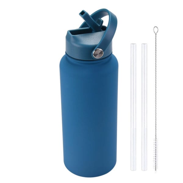 2025 New 1L Large Capacity American Large Mouth Sports Water Bottle Stainless Steel Portable Handle Insulated Straw Water Cup - 图片 25