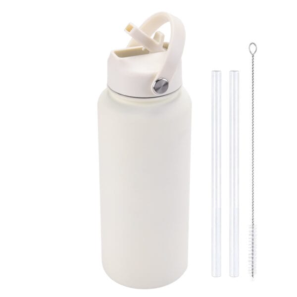 2025 New 1L Large Capacity American Large Mouth Sports Water Bottle Stainless Steel Portable Handle Insulated Straw Water Cup - 图片 26