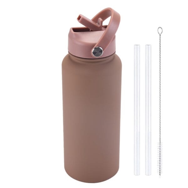 2025 New 1L Large Capacity American Large Mouth Sports Water Bottle Stainless Steel Portable Handle Insulated Straw Water Cup - 图片 28