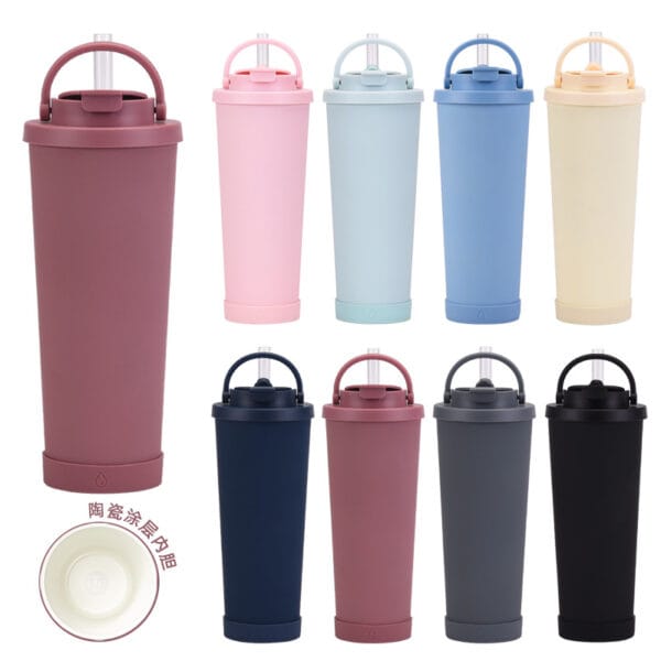 830ml Ceramic Coated Inner Iiner Stainless Steel Absorbable Pearl Carrying Handle Vacuum Thermos Mug