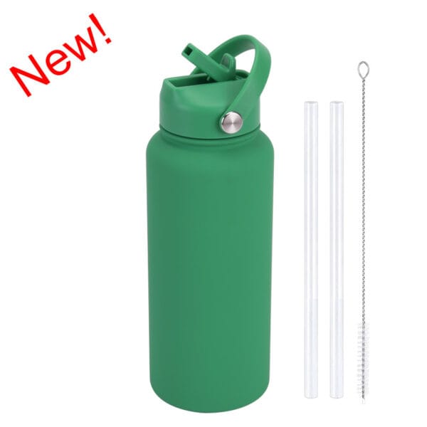 2025 New 1L Large Capacity American Large Mouth Sports Water Bottle Stainless Steel Portable Handle Insulated Straw Water Cup - 图片 4