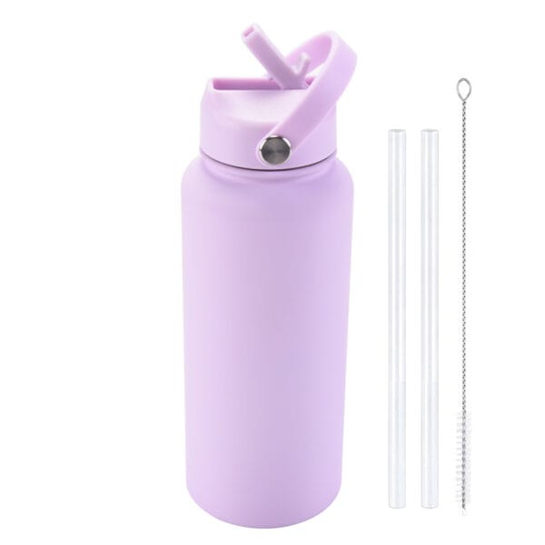 2025 New 1L Large Capacity American Large Mouth Sports Water Bottle Stainless Steel Portable Handle Insulated Straw Water Cup - 图片 32