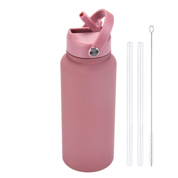 2025 New 1L Large Capacity American Large Mouth Sports Water Bottle Stainless Steel Portable Handle Insulated Straw Water Cup - 图片 35