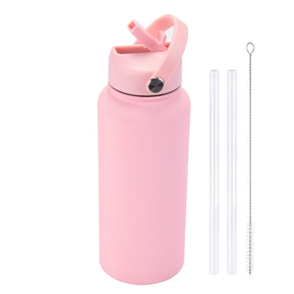 2025 New 1L Large Capacity American Large Mouth Sports Water Bottle Stainless Steel Portable Handle Insulated Straw Water Cup - 图片 38