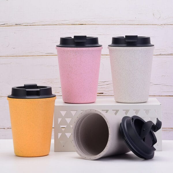 Portable Fashion Simple Double-Layer Carry Mini Car Wheat Straw Coffee Wheat Fragrant Cup