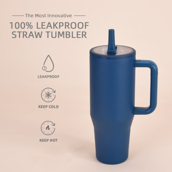 Leak-Proof Double-Walled Ice Bomber Cup Foldable Straw lid Portable Direct Drinker Car Cup - 图片 5