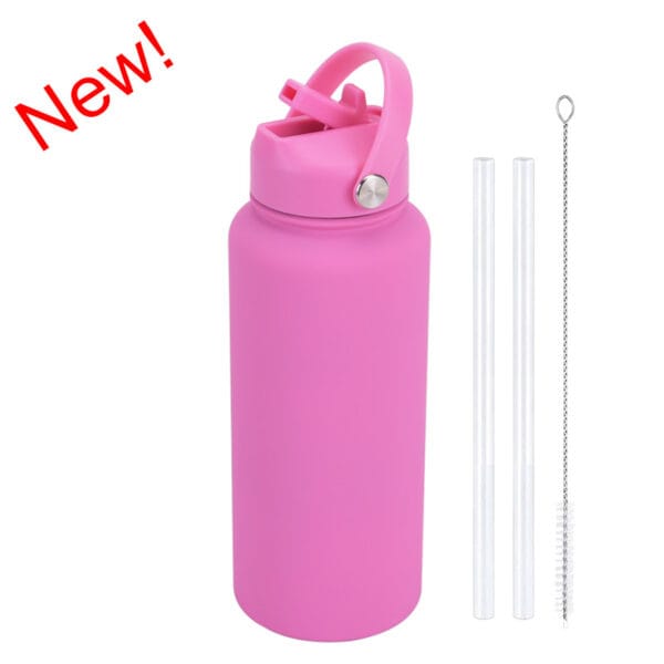 2025 New 1L Large Capacity American Large Mouth Sports Water Bottle Stainless Steel Portable Handle Insulated Straw Water Cup - 图片 5