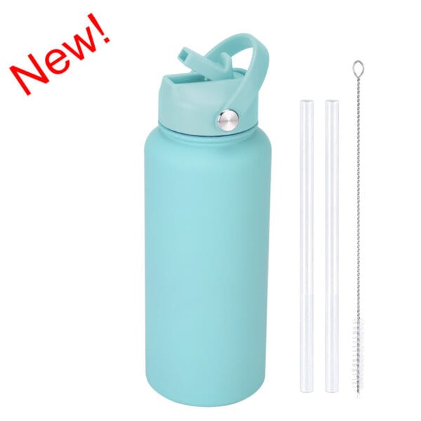 2025 New 1L Large Capacity American Large Mouth Sports Water Bottle Stainless Steel Portable Handle Insulated Straw Water Cup - 图片 6