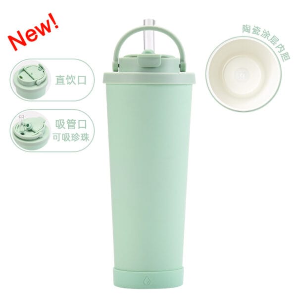 830ml Ceramic Coated Inner Iiner Stainless Steel Absorbable Pearl Carrying Handle Vacuum Thermos Mug - 图片 7