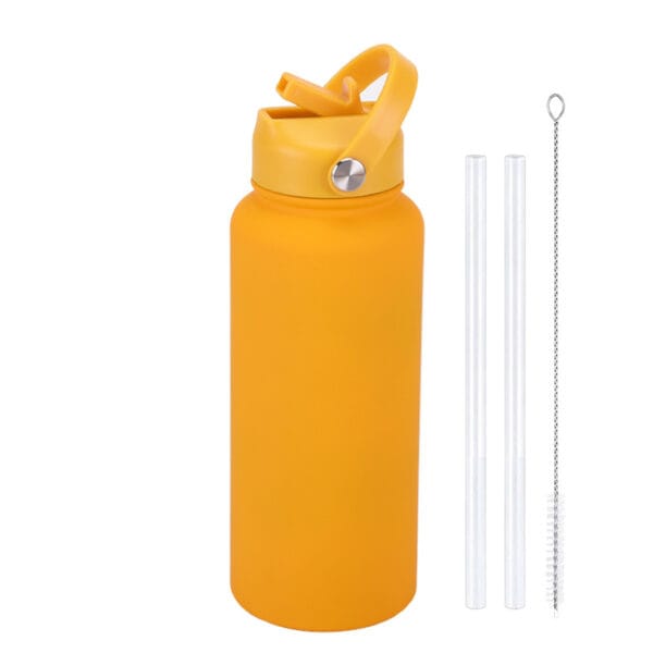 2025 New 1L Large Capacity American Large Mouth Sports Water Bottle Stainless Steel Portable Handle Insulated Straw Water Cup - 图片 7