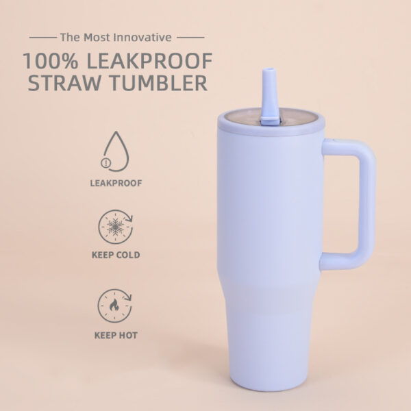 Leak-Proof Double-Walled Ice Bomber Cup Foldable Straw lid Portable Direct Drinker Car Cup - 图片 8