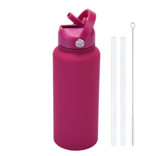 2025 New 1L Large Capacity American Large Mouth Sports Water Bottle Stainless Steel Portable Handle Insulated Straw Water Cup - 图片 8