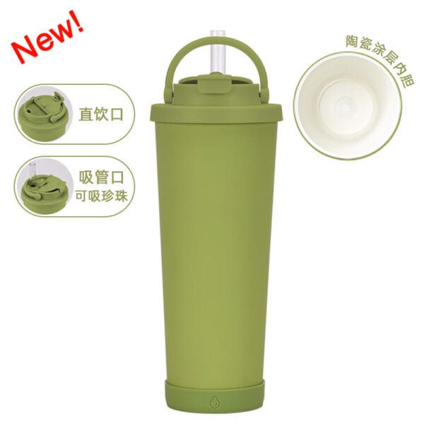 830ml Ceramic Coated Inner Iiner Stainless Steel Absorbable Pearl Carrying Handle Vacuum Thermos Mug - 图片 9