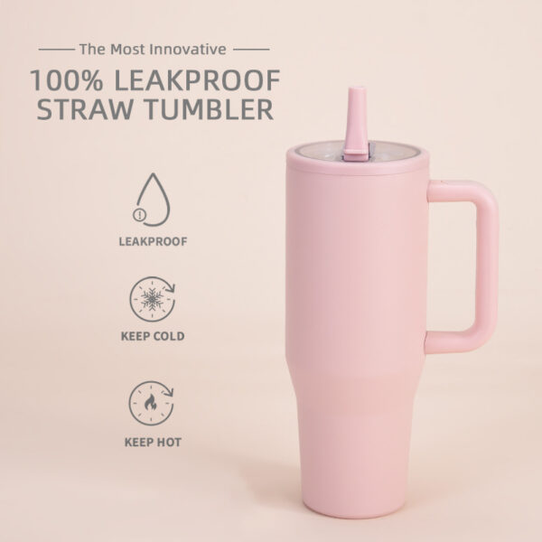 Leak-Proof Double-Walled Ice Bomber Cup Foldable Straw lid Portable Direct Drinker Car Cup - 图片 9