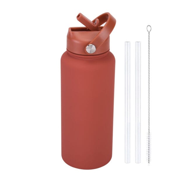 2025 New 1L Large Capacity American Large Mouth Sports Water Bottle Stainless Steel Portable Handle Insulated Straw Water Cup - 图片 9