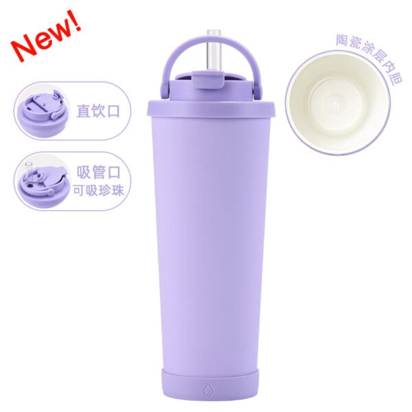 830ml Ceramic Coated Inner Iiner Stainless Steel Absorbable Pearl Carrying Handle Vacuum Thermos Mug - 图片 10