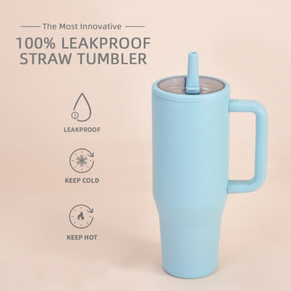 Leak-Proof Double-Walled Ice Bomber Cup Foldable Straw lid Portable Direct Drinker Car Cup - 图片 10