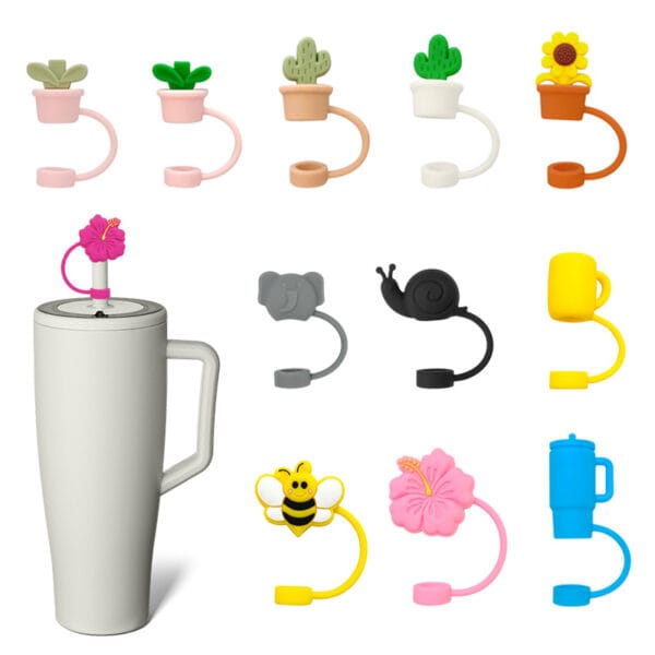 Tumbler Accessories 3D Silicone Straw Cap Food Grade Dustproof 10MM Silicone Straw Cover