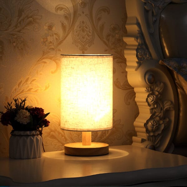 Nordic Solid Wood Fabric B&B Creative Decoration Bedroom Bedside USB Remote Control Night Light