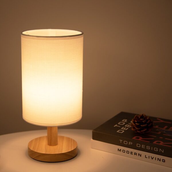 Nordic Solid Wood Fabric B&B Creative Decoration Bedroom Bedside USB Remote Control Night Light - 图片 3