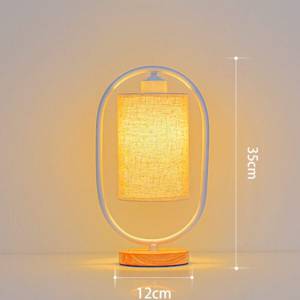 Nordic Table Lamp Bedroom Simple Personality Creative New Chinese Fabric Retro Solid Wood Atmosphere Bedside Night Light - 图片 2