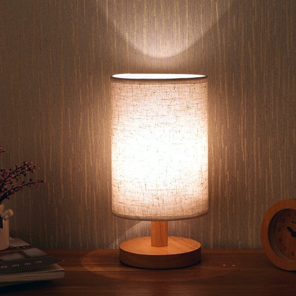 Nordic Solid Wood Fabric B&B Creative Decoration Bedroom Bedside USB Remote Control Night Light - 图片 2