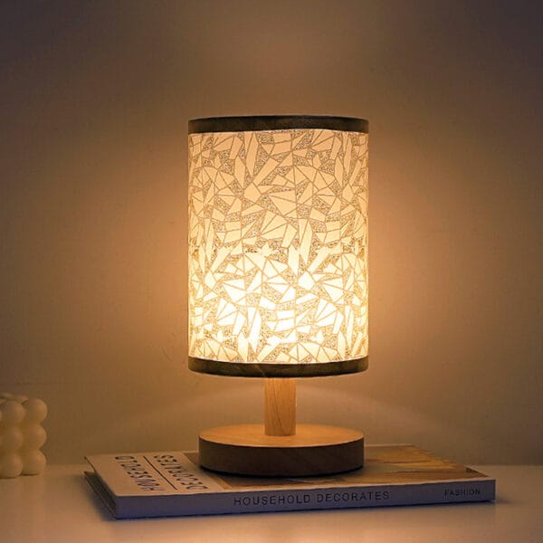 Nordic Solid Wood Fabric B&B Creative Decoration Bedroom Bedside USB Remote Control Night Light - 图片 5