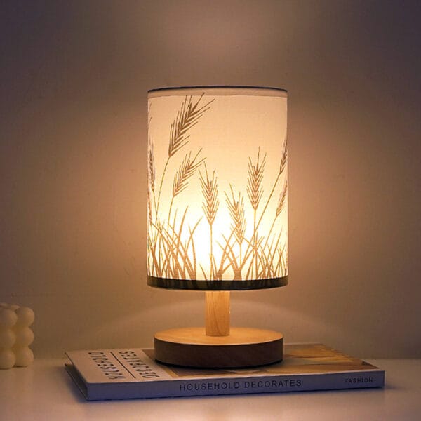 Nordic Solid Wood Fabric B&B Creative Decoration Bedroom Bedside USB Remote Control Night Light - 图片 6