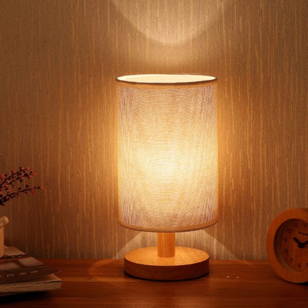 Nordic Solid Wood Fabric B&B Creative Decoration Bedroom Bedside USB Remote Control Night Light - 图片 4